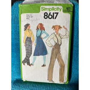 Simplicity 8617 Sewing pattern Aline midi skirt pants 1970s size 10